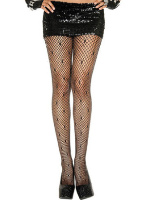 Collant en fine résille forme mini losange noir - MH5043BLK